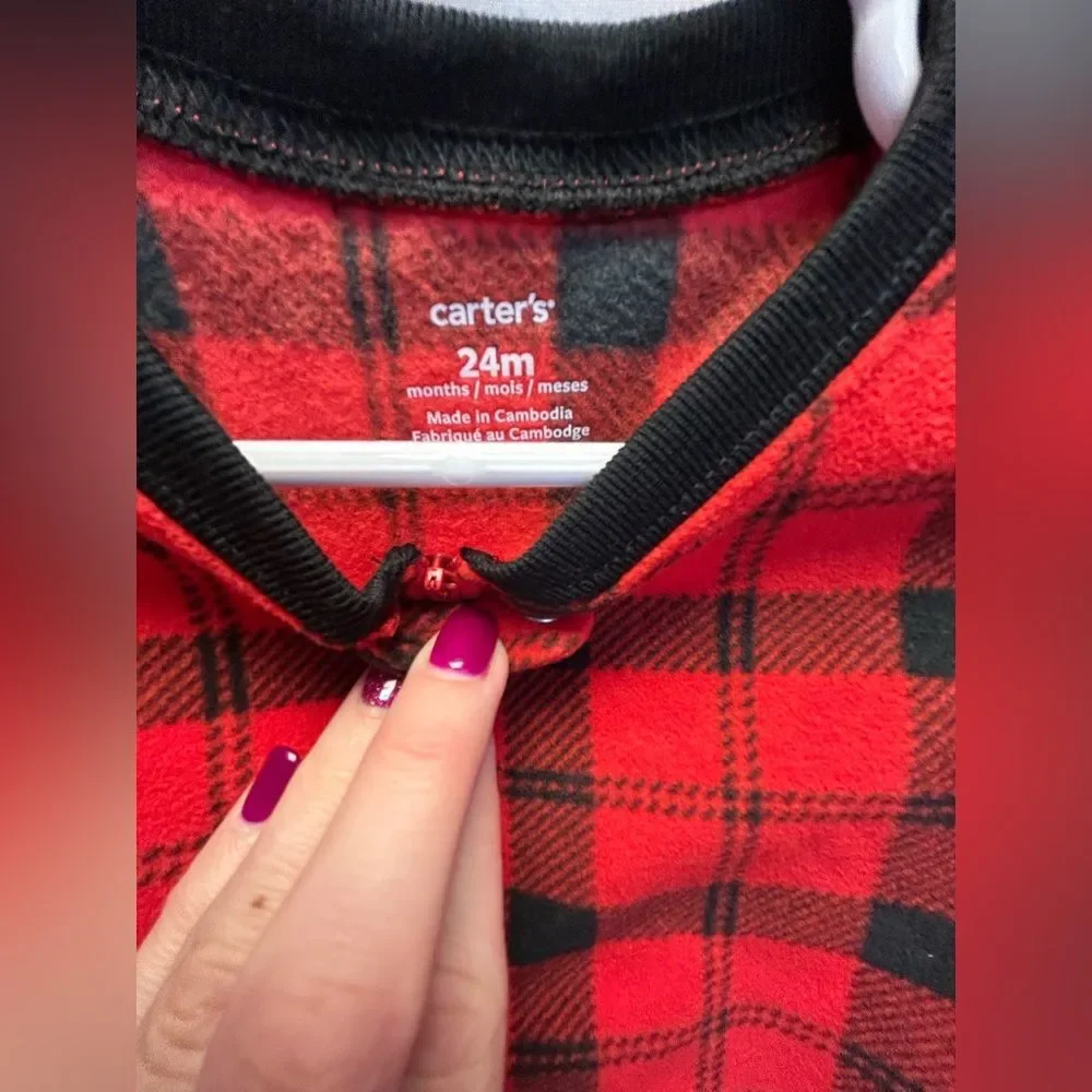 Carter's Red and Black Plaid Kids Footie Pajama